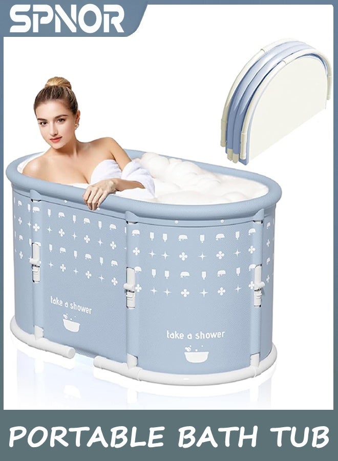 Portable Bath Tub No Installation, Foldable Bathtub for Adults, Separate Hot SPA Tub for Shower Stall, Non-Inflatable Ice Folding Bathubs, Family Soaking Baths (Gray, 95 × 55 ×55cm)